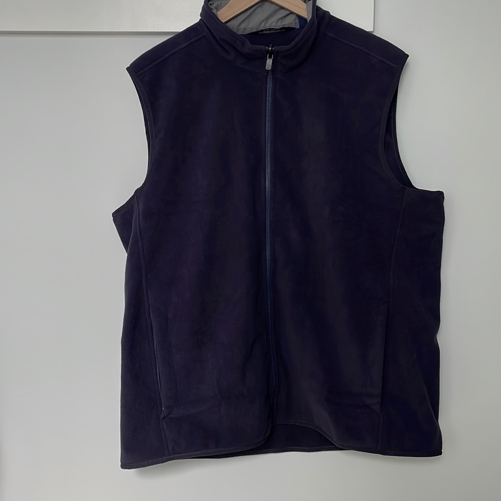 Men’s Lands End Navy Fleece Zip Vest New Without Tags